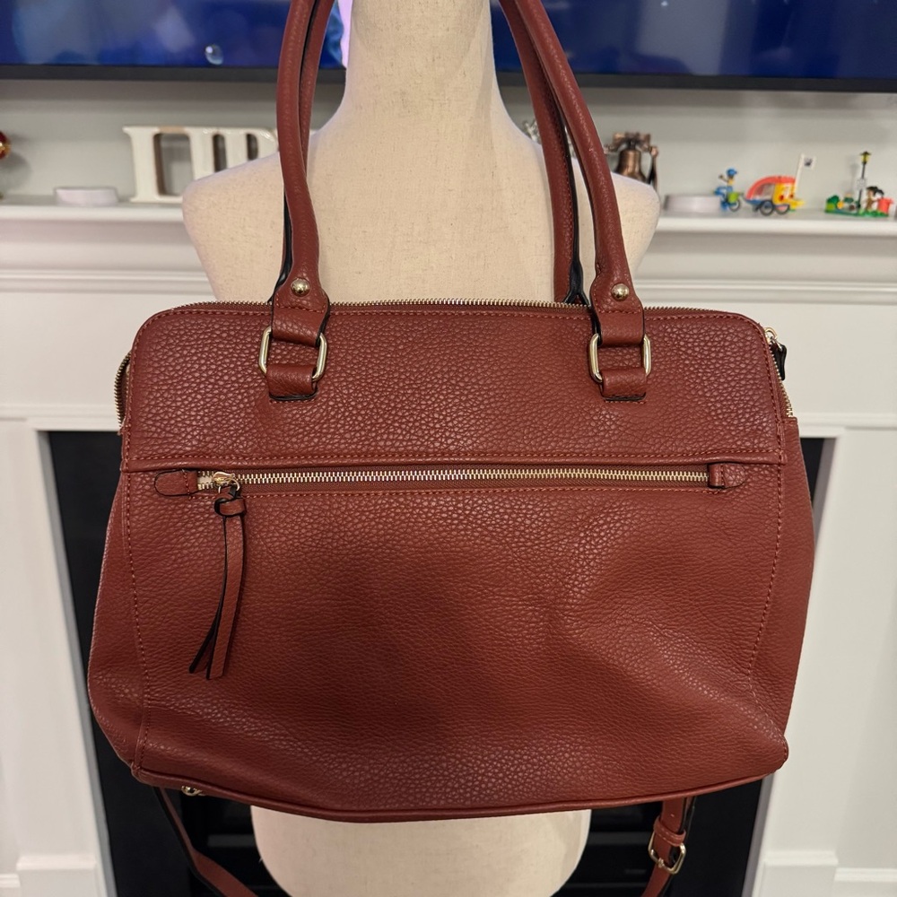 🧡 Urban Expressions Cognac Vegan Leather Convertible Tote / Crossbody 🧡